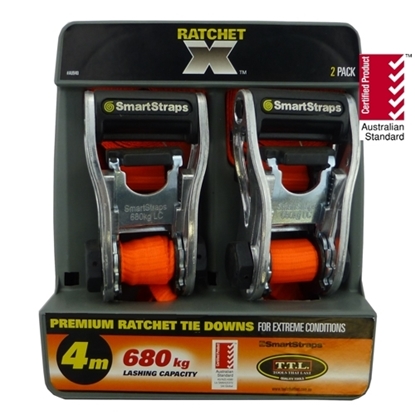 Picture of SS 940 940 Ratchet X Tie Down Orange 4m 2pk